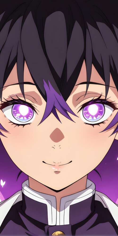 Shinobu Kocha from Demon Slayer: Kimetsu no Yaiba with glowing purple eyes and butterfly... Ulefone Rugking 2 Pro wallpaper photo gallery download