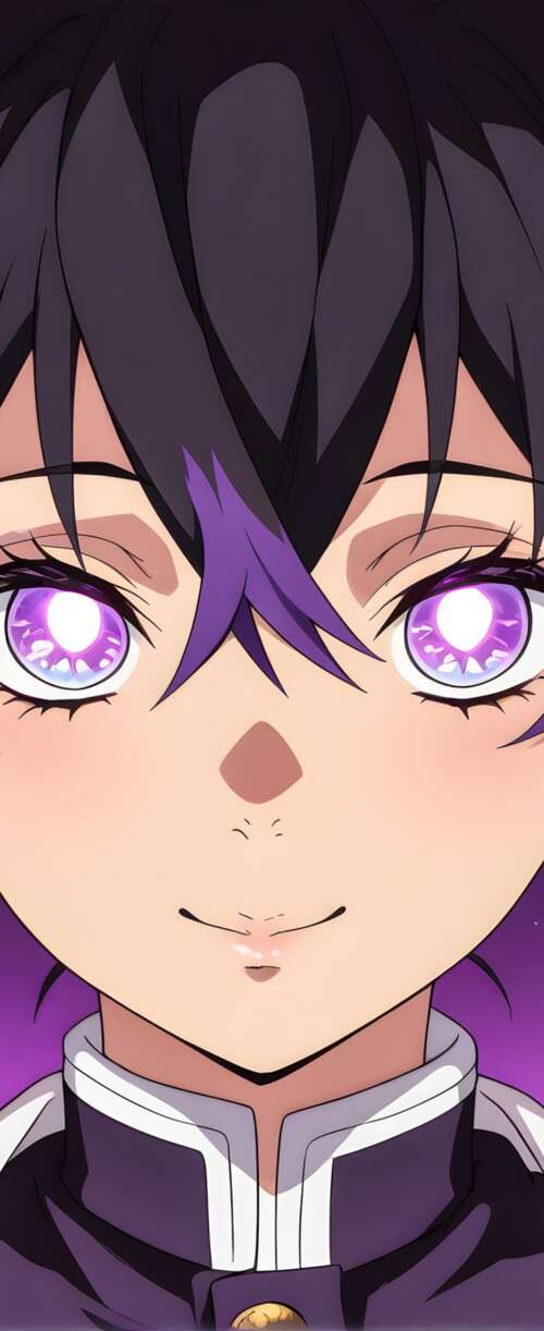Shinobu Kocha from Demon Slayer: Kimetsu no Yaiba with glowing purple eyes and butterfly... Samsung Galaxy Z Flip7 FE mobile wallpaper