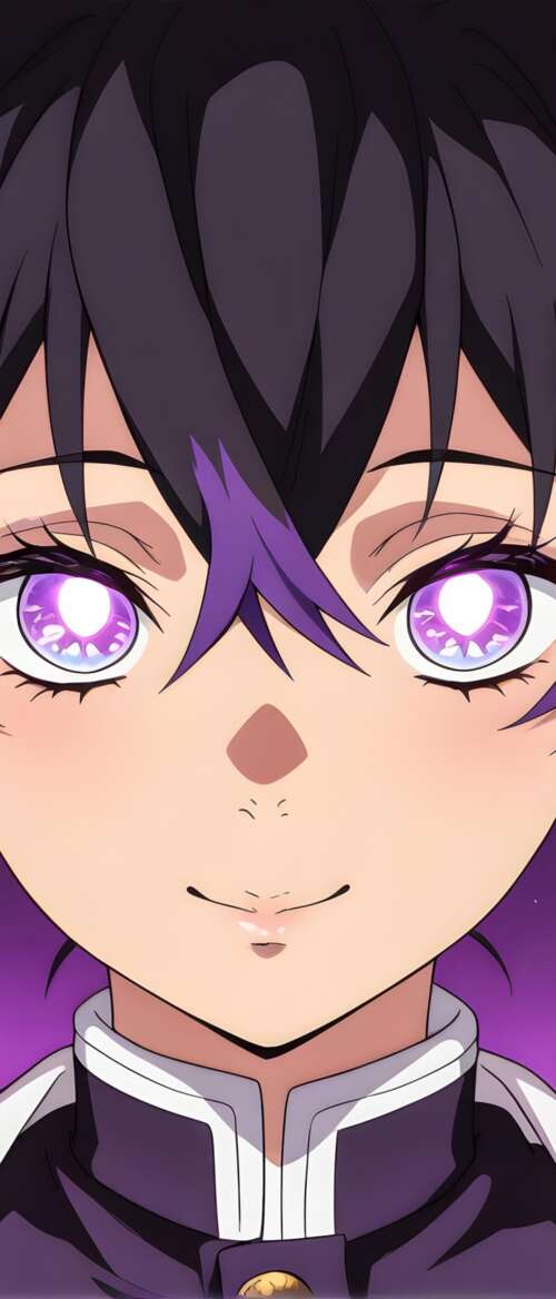 Shinobu Kocha from Demon Slayer: Kimetsu no Yaiba with glowing purple eyes and butterfly... nubia Flip 3 wallpaper download
