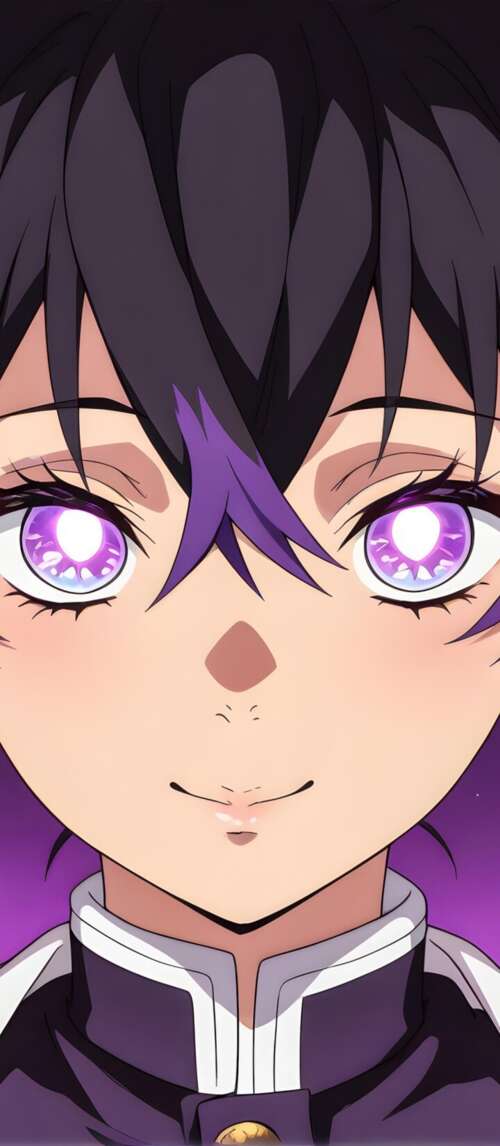 Shinobu Kocha from Demon Slayer: Kimetsu no Yaiba with glowing purple eyes and butterfly... Xiaomi Redmi 14C 5G free background