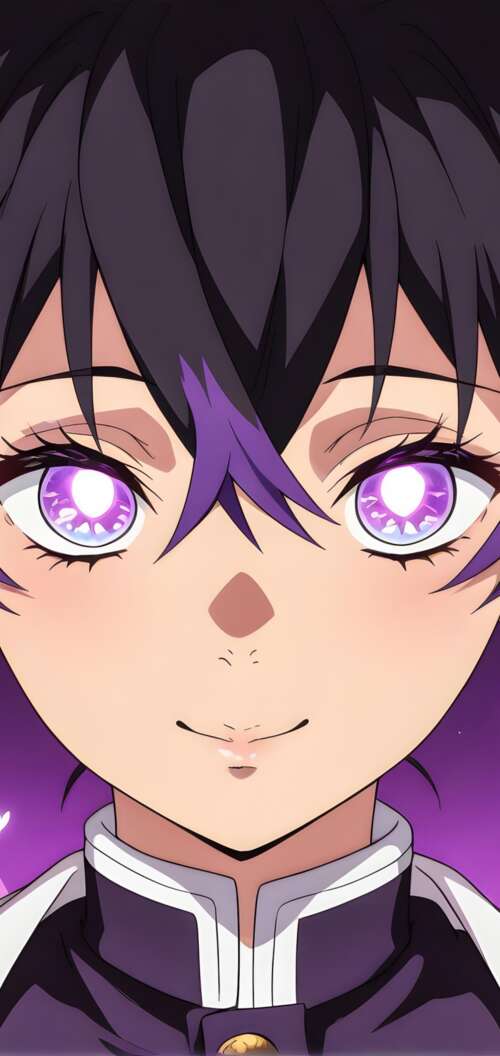 Shinobu Kocha from Demon Slayer: Kimetsu no Yaiba with glowing purple eyes and butterfly... Oppo A6k 4G lock screen wallpaper