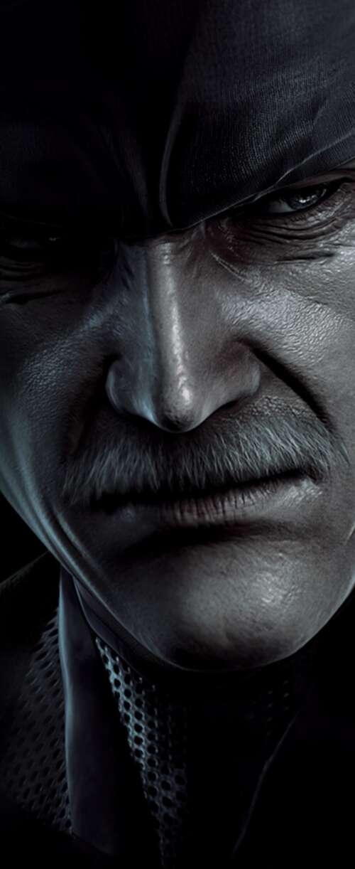 Solid Snake from Metal Gear Solid wearing tactical gear in a cinematic setting. Samsung Galaxy Z Flip7 FE free hd wallpapers