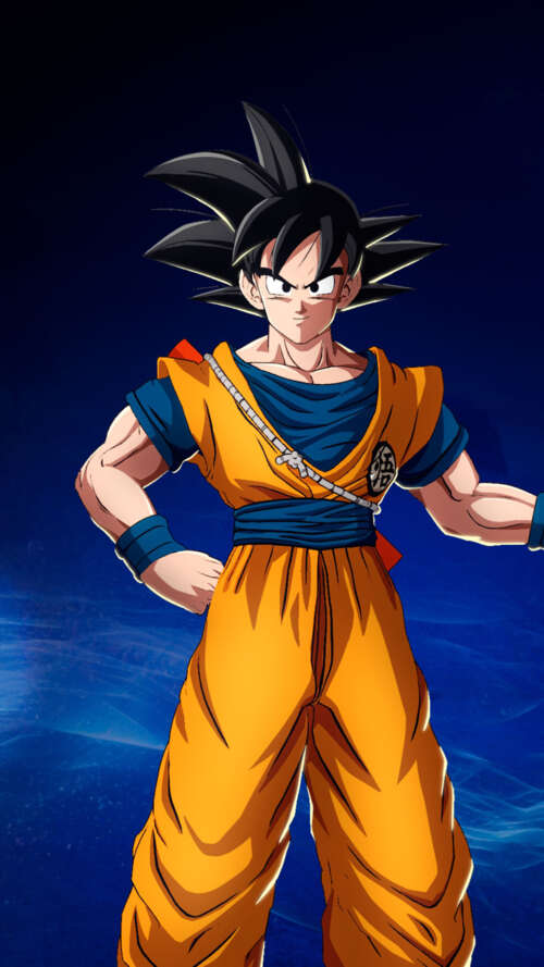 Son Goku from Dragon Ball holding his Power Pole in a dark blue aesthetic inspired... Apple iPhone SE 2022 hd background