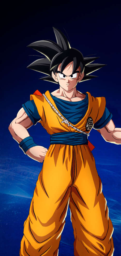 Son Goku from Dragon Ball holding his Power Pole in a dark blue aesthetic inspired... Oppo A6k 4G free background