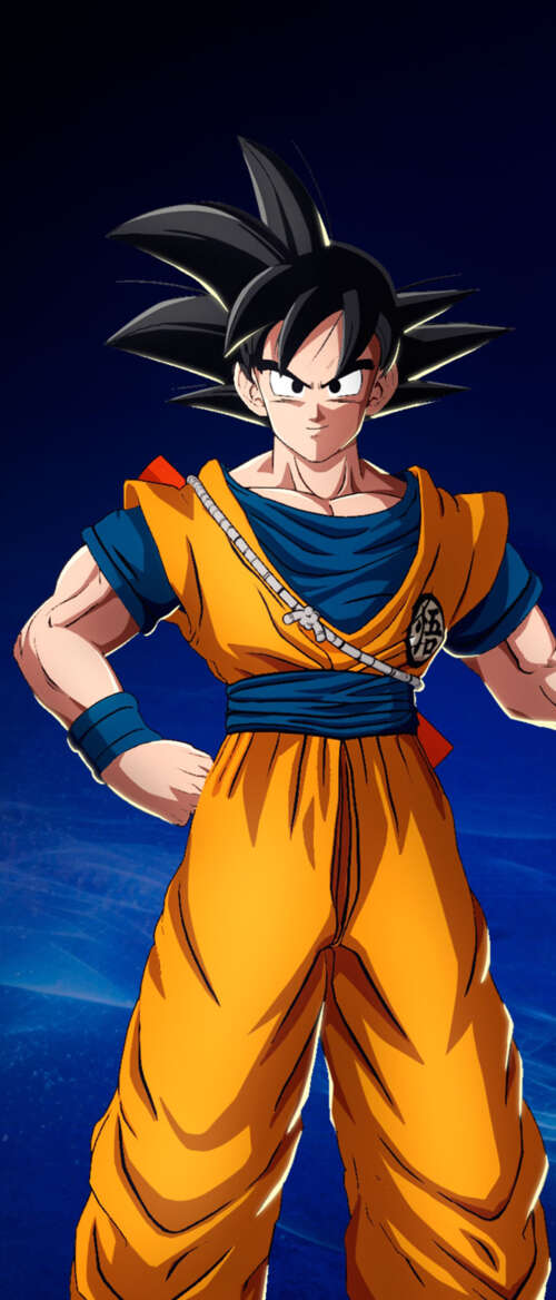 Son Goku from Dragon Ball holding his Power Pole in a dark blue aesthetic inspired... nubia Flip 3 mobile wallpaper