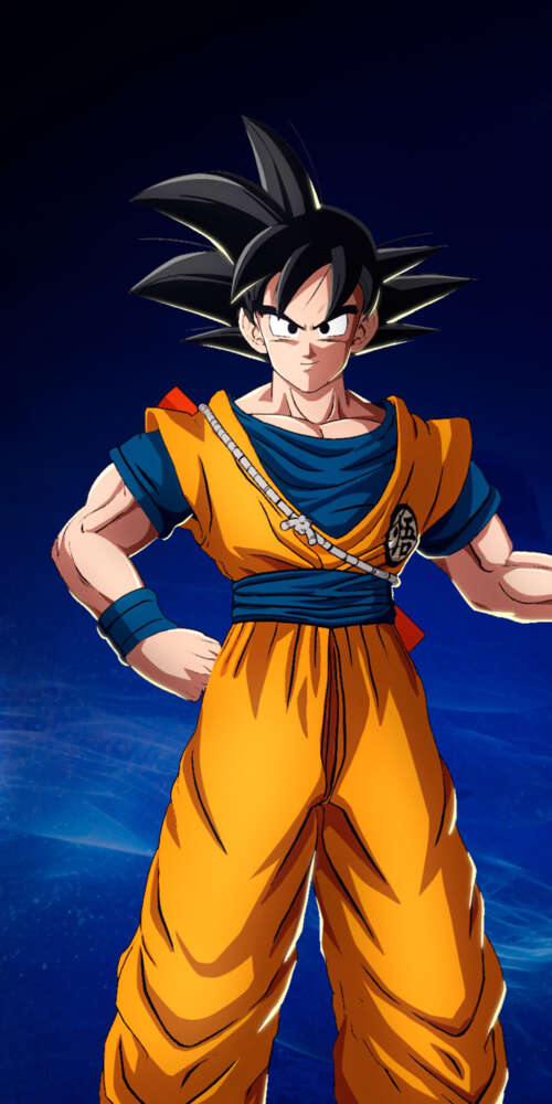 Son Goku from Dragon Ball holding his Power Pole in a dark blue aesthetic inspired... Ulefone Rugking 2 Pro free wallpaper