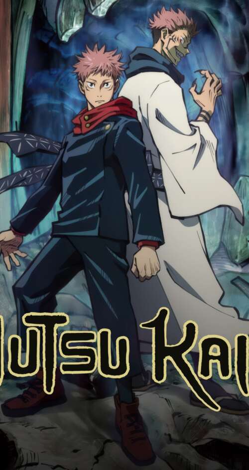 A dramatic anime poster featuring Yuji Itadori and Sukuna from Jujutsu Kaisen. Sharp Aquos C10 pictures for wallpaper