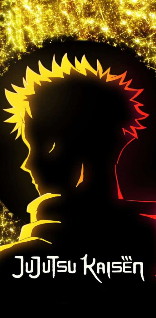 Cinematic portrait of Yuji Itadori from Jujutsu Kaisen featuring golden yellow lighting... Huawei Mate 30 Pro wallpaper images
