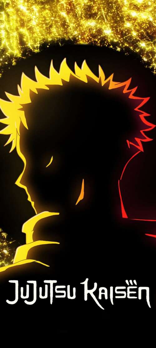 Cinematic portrait of Yuji Itadori from Jujutsu Kaisen featuring golden yellow lighting... itel CITY 100 wallpaper photo gallery download