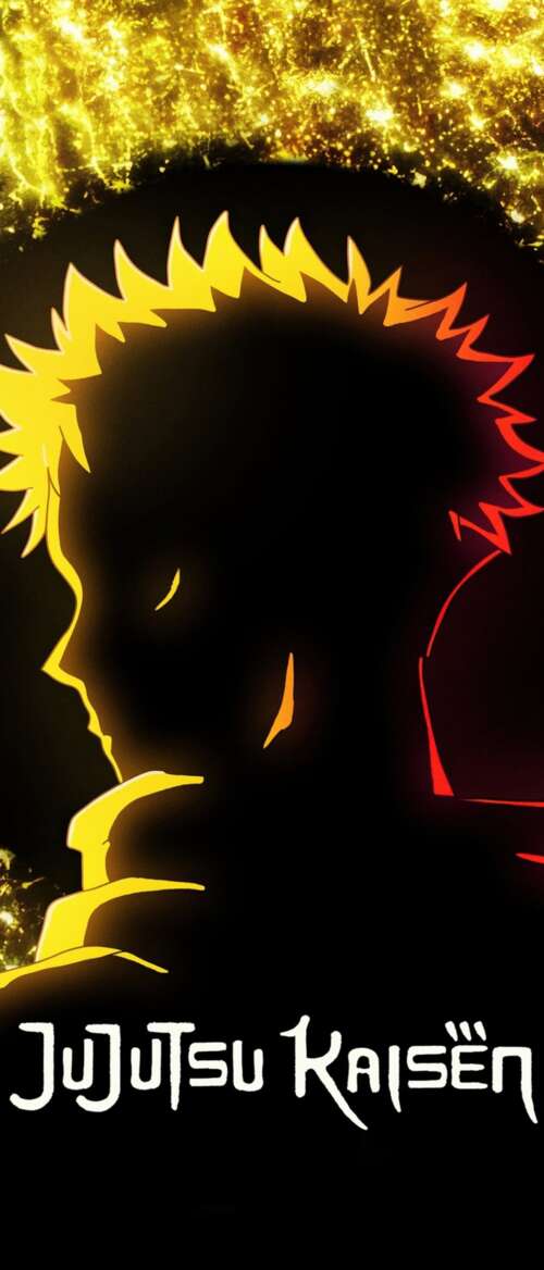 Cinematic portrait of Yuji Itadori from Jujutsu Kaisen featuring golden yellow lighting... nubia Flip 3 download free wallpaper for phone