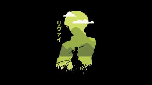 Minimalist portrait of Levi Ackerman from Attack on Titan against a deep black AMOLED... wallpaper