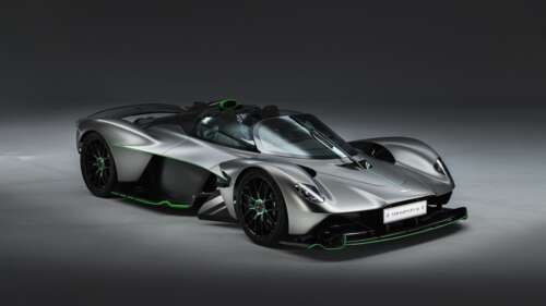 A high-resolution view of the 2025 Aston Martin Valkyrie Spider hypercar, highlighting... free wallpaper