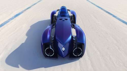 A futuristic Renault Filante Record concept car featuring a sleek, aerodynamic body... wallpaper download