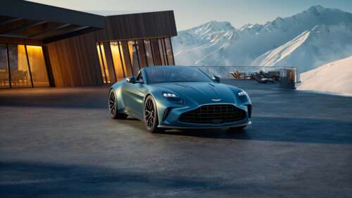 A high-resolution, detailed view of a 2025 Aston Martin Vantage Roadster showcasing... wallpaper download
