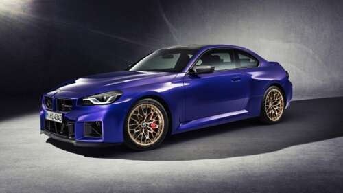 A high-detail, 5K resolution shot of the 2025 BMW M2 CS performance car featuring... wallpaper