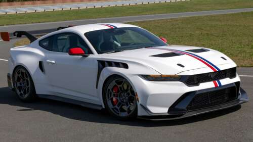 Cinematic wide shot of the 2025 Ford Mustang GTD high-performance sports car wallpaper