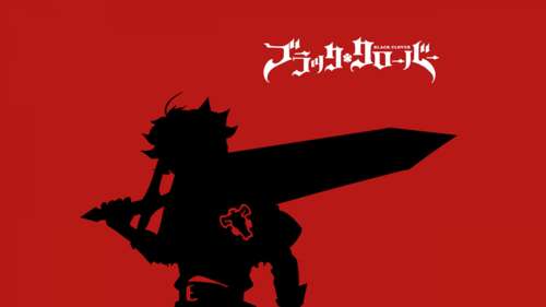A black silhouette of Asta from Black Clover against a solid red background. wallpaper