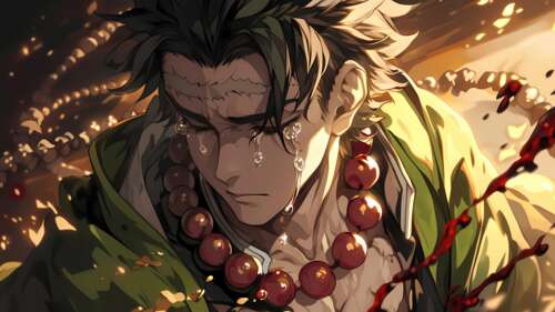 A high-resolution portrait of Gyomei Himejima, the Stone Hashira from Demon Slayer:... wallpaper