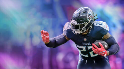 An American football player in motion during a gameplay sequence from the video game... wallpaper