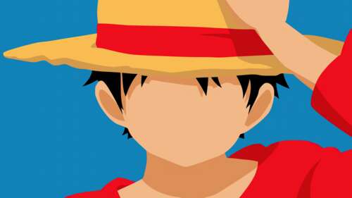Minimalist faceless vector art of Monkey D. Luffy from One Piece featuring his signature... wallpaper