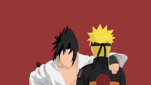 Minimalist faceless vector art featuring Naruto Uzumaki and Sasuke Uchiha from the... wallpaper download