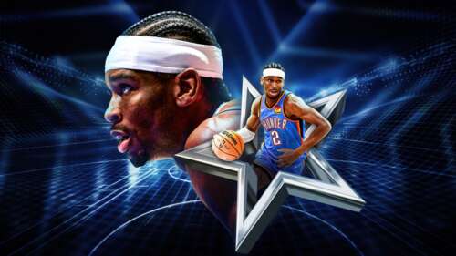 Shai Gilgameous-Alexander of the Oklahoma City Thunder in NBA 2K25 video game graphics wallpaper