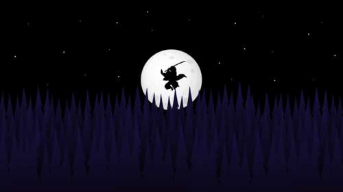 Minimalist silhouette of Tanjiro Kamado from Demon Slayer: Kimetsu no Yaiba under... wallpaper