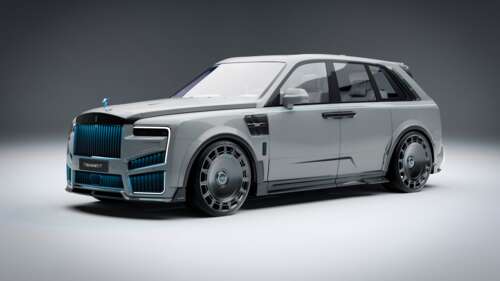 A grey 2024 Mansory modified Rolls-Royce Cullinan luxury SUV featuring aggressive... wallpaper