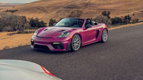 A high-detail, 5K resolution shot of the 2024 Porsche 718 Spyder RS showcasing its... pictures for wallpaper