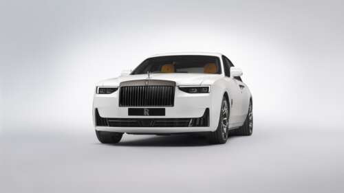A luxury 2024 Rolls-Royce Black Badge Ghost Series II presented in a minimalist white... wallpaper