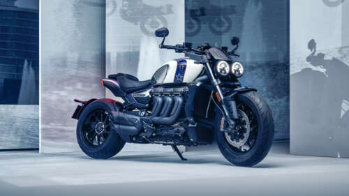 A detailed view of the 2024 Triumph Rocket 3 Limited Edition roadster motorcycle... wallpaper