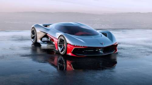 A sleek, futuristic 2025 Chevrolet California Corvette Concept hypercar with advanced... wallpaper