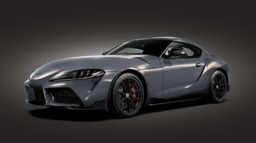 A high-resolution, detailed shot of the 2025 Toyota GR Supra sports car showcasing... free wallpaper