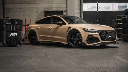 A high-detail, 8K resolution shot of a customized ABT Audi RS7 luxury sports car. wallpaper