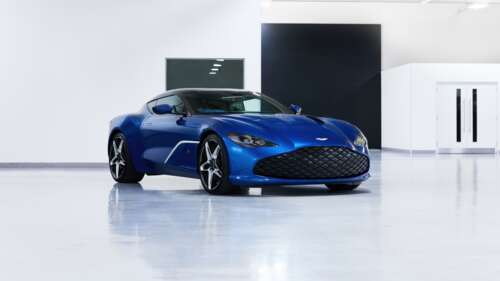 A highly detailed, 5K resolution shot of an Aston Martin DBS GT Zagato supercar featuring... wallpaper