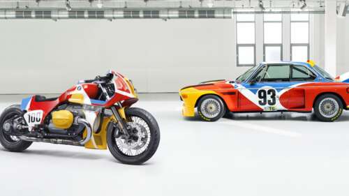 A highly detailed custom BMW 1.8 CSL art bike featuring intricate artistic livery... wallpaper