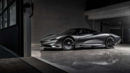 A high-resolution, dark-themed shot of the McLaren Speedtail hypercar showcasing... wallpaper