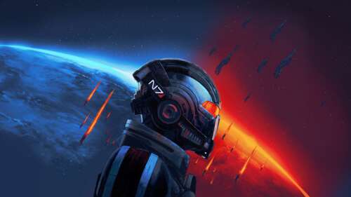 Commander Shepard wearing the iconic N7 combat armor from the Mass Effect video game... wallpaper