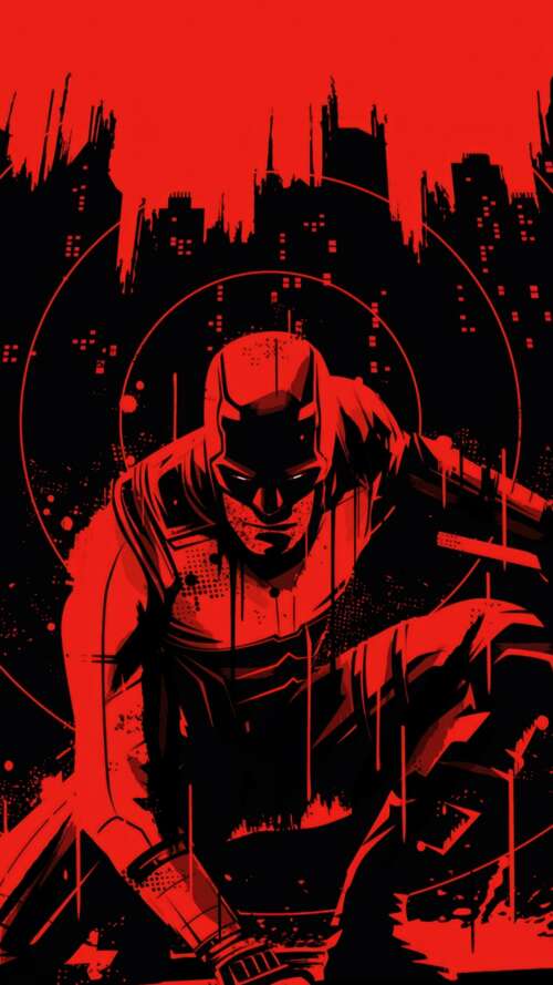 A striking red and black graphic illustration of Matt Murdock, also known as Daredevil... free background images