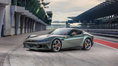 A high-resolution, detailed shot of a Ferrari 12Cilindri hypercar positioned in a... wallpaper