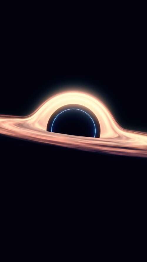 A high-resolution 5K visualization of a black hole with a glowing, swirling accretion... free hd wallpapers