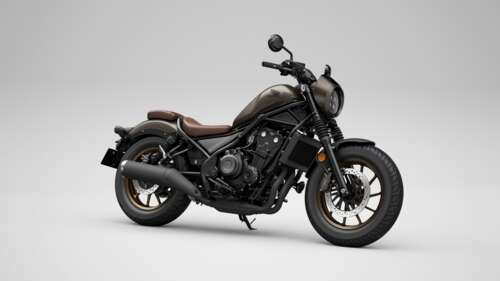 A high-resolution close-up of a Honda CMX500 Rebel cruiser motorcycle featuring a... free wallpaper