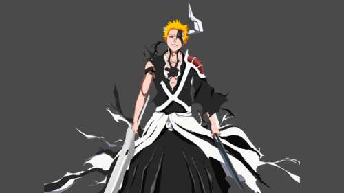 Ichigo Kurosaki from Bleach: Thousand-Year Blood War standing against a grey background wallpaper
