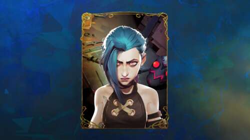 A detailed depiction of Jinx from Arcane: League of Legends featuring her signature... wallpaper