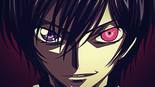 A detailed portrait of Lelouch Lamperouge from the anime Code Geass featuring his... wallpaper