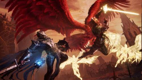 A menacing, heavily armored boss from the game Lords of the Fallen during an intense... wallpaper