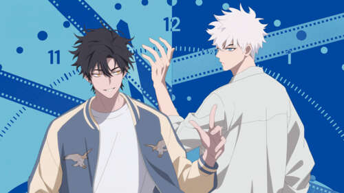 Characters Lu Guang and Cheng Xiaoshi from the anime Link Click standing together. wallpaper