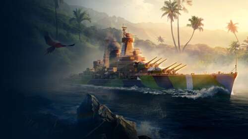 Cinematic view of heavy warships navigating through rough seas during a large-scale... wallpaper