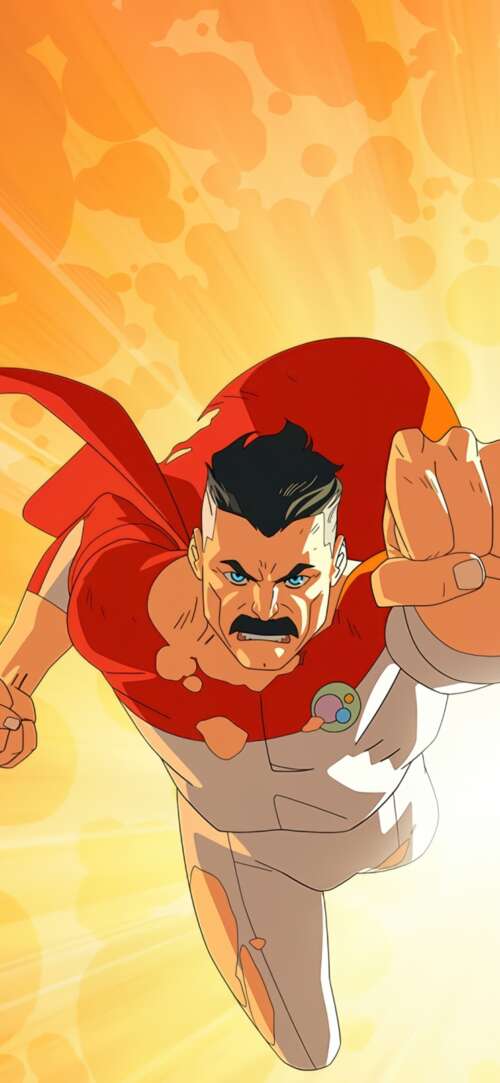 A dramatic depiction of Mark Grayson and Omni-Man from the Invincible series. free hd wallpapers