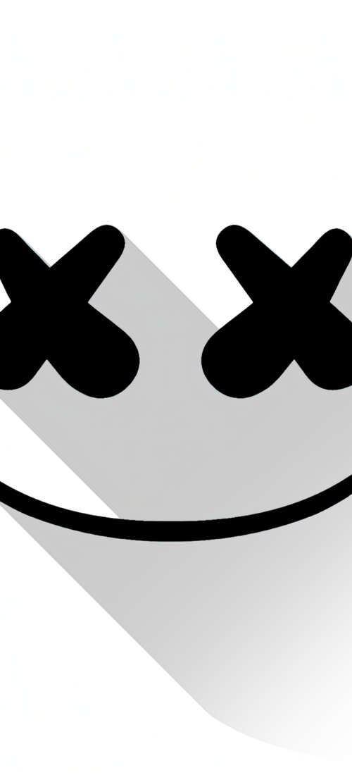 Minimalist black and white material design illustration of Marshmello's mask. background images hd